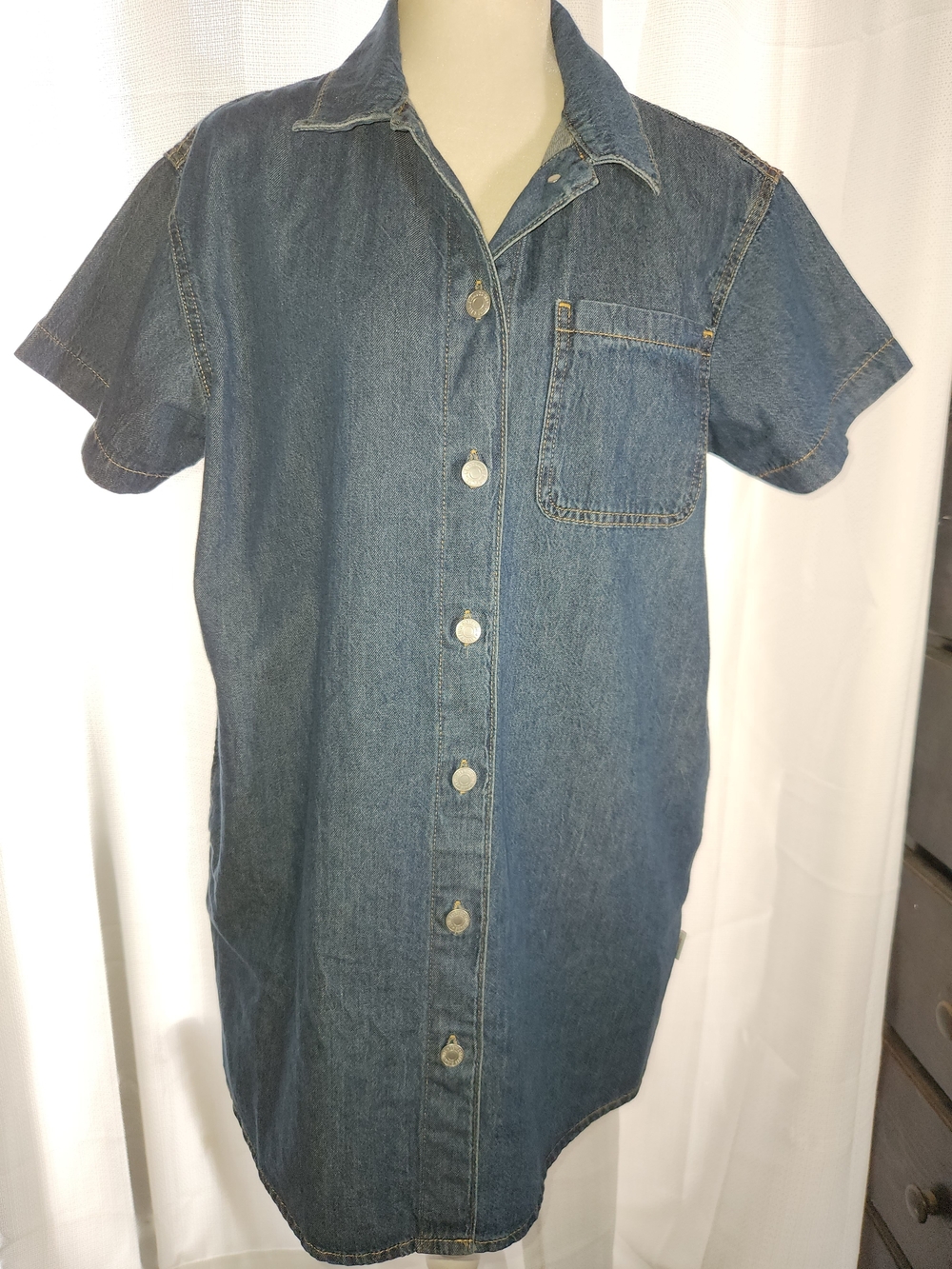 Classic Denim Midi Dress - Blue